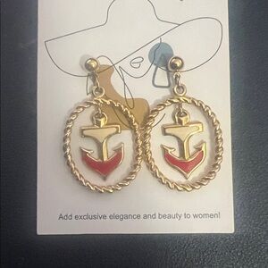 Avon Goldtone Anchor Nautical Pierced Preloved Earrings